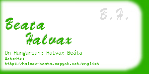 beata halvax business card
