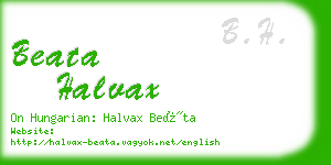 beata halvax business card